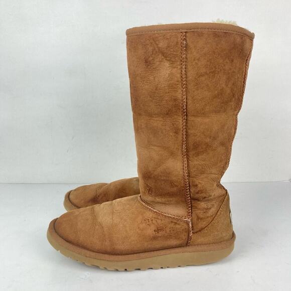 UGG Classic Chestnut Brown Boots Size 5 Genuine Leather/Sheepskin - Picture 9 of 14